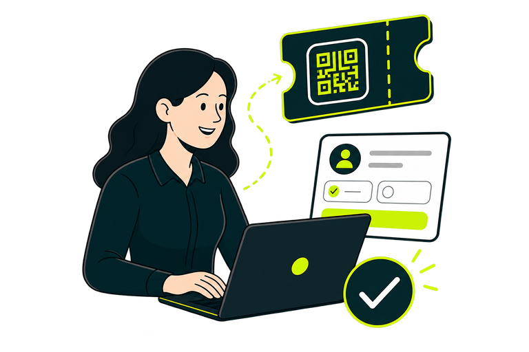 Organizadora acompanhando inscrições e ingressos digitais